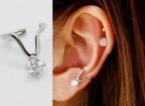 Piercing cu diamant penru ureche, Foto: lilyfairjewelry.com 