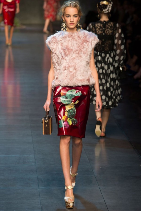 Fusta din piele cu imprimeu floral, Dolce&Gabbana, Foto: atangothroughlife.wordpress.com