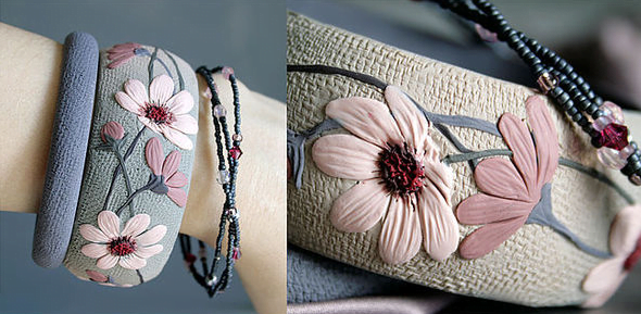 Brățări lucrate manual din lut polimeric, Foto: vk.com