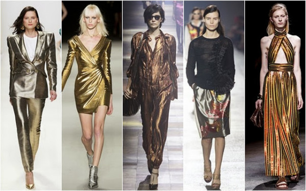 Haine cu luciu metalic, creații Dior, Balmain, Jean Paul Gaultier, Saint Laurent și Lanvin, Foto: beautifullyfierce.blogspot.ro