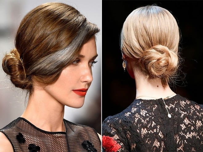 Coafură pentru păr mediu prins în coc, Foto: salonmatiss.ru