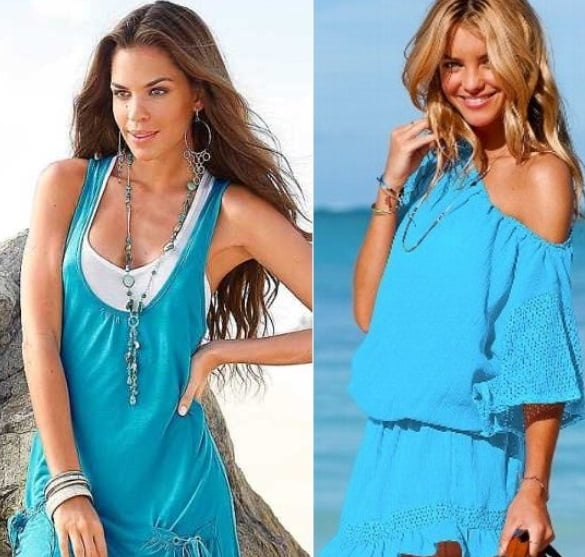 Rochii moderne în alb și albastru, Foto: modnaia.ru