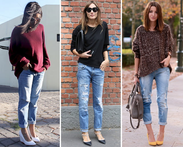 Jeanși boyfriend cu tricou sau pulover, Foto: cheapoutfit.blogspot.ro