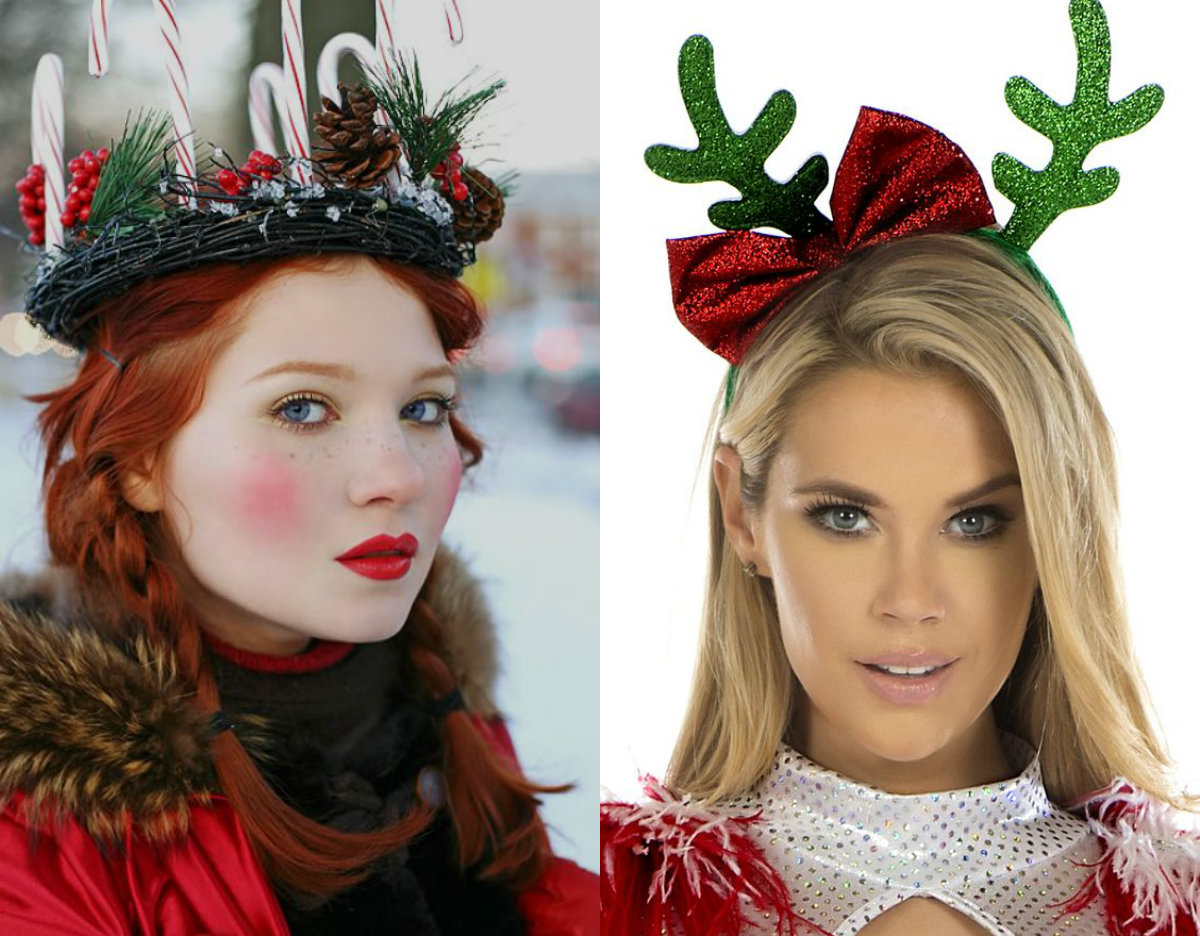 Coafuri cu accesorii cu tematică de Crăciun, Foto: pretty-hairstyles.com